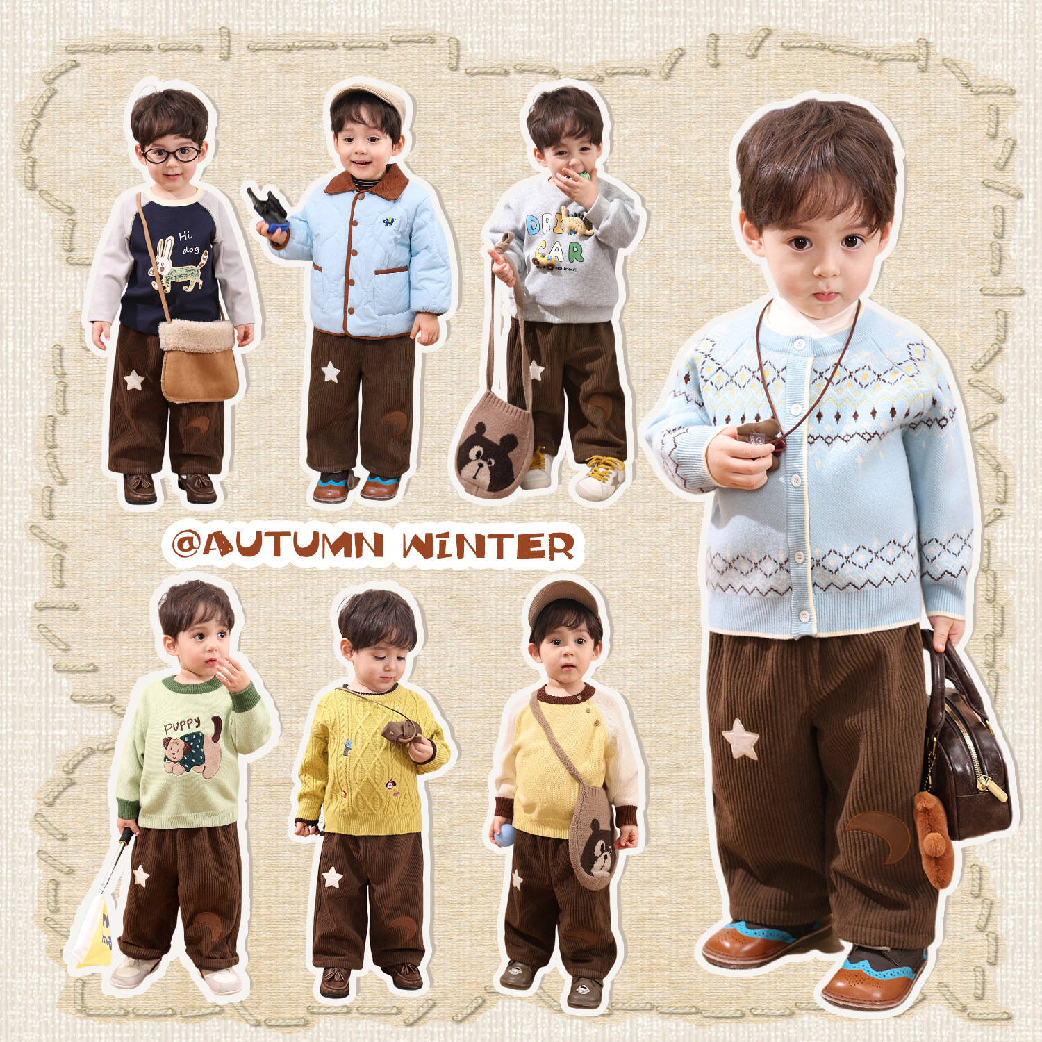 小O爸婴童 男宝宝加绒裤子2025新款冬季长裤婴儿外穿灯芯绒休闲裤,淘宝优惠券,粉丝福利购,淘宝优惠卷