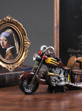 复古创意哈雷摩车家居客厅玄关酒柜装饰品房间工艺品小摆设