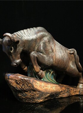 石湾公仔陶瓷牛生肖创意家居客厅博古架电视柜业手工艺礼品