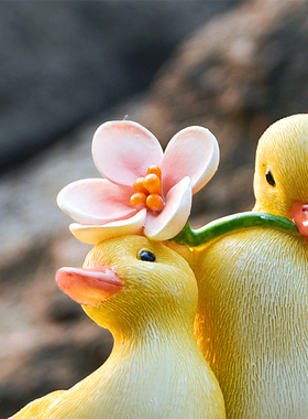 创意爱鸭子树脂仿真动物微景观多肉水培盆园水池造景装饰