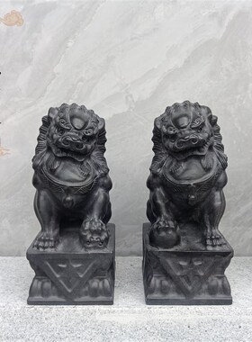 新天然青石狮子一对看门天然石头门口庭院墓前别墅