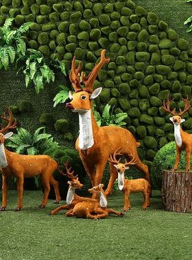 森系婚礼道具梅鹿木桩软装超市商场橱美陈布置造景装饰品