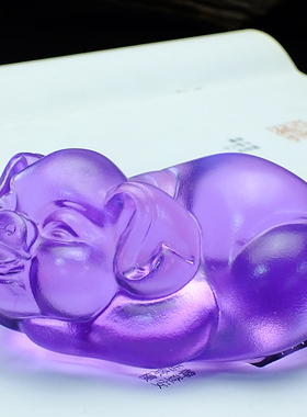 酒柜装饰琉璃猪猪猪宝宝工艺品水晶小猪招财金猪饰品爱