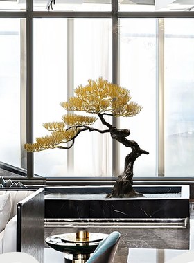 售楼处大型铁艺迎客松树酒店大厅餐厅玄关过道落地雕塑装饰品