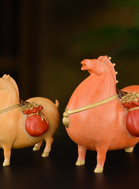 黄铜马客厅办公室彩绘马上有钱工艺品生肖马到成功铜马