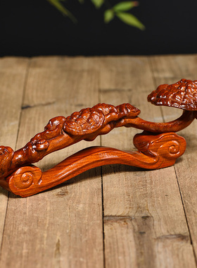 花梨木雕灵芝如意摆件家居客厅玄关吉祥装饰开业乔迁红木工艺礼品