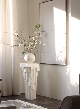 莉莉白法式中古雕塑台玻璃钢底座墩子窄玄关覆古家居艺术落地摆件