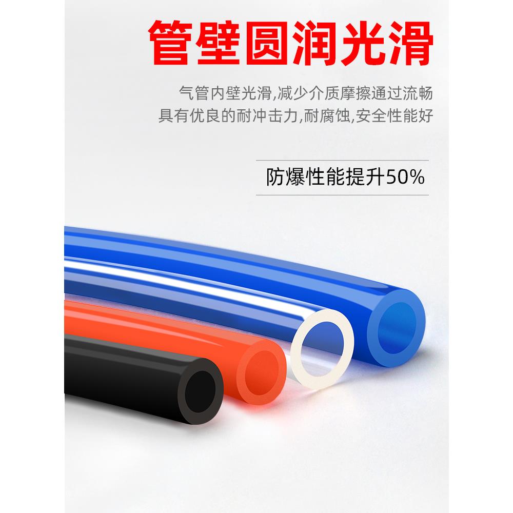 PU气管8mm气动软管空压机气泵高压管4/6/12/10mm透明汽管木工气线 - 图1