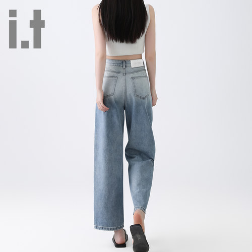 it ccaabb牛仔裤女直筒春秋新款美式复古高腰宽松显瘦裤子女K - 图3