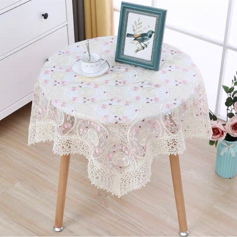 圆桌布纱茶几布绣蕾丝边现代多用盖巾台布布艺方桌餐桌布,淘宝优惠券,粉丝福利购,淘宝优惠卷