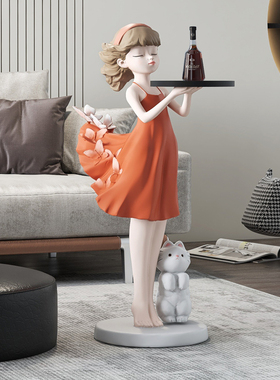 迎宾女孩落地客厅大型家居饰品玄关电视柜旁边乔迁新居礼品