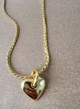 出口欧美os爱心吊坠项链金色爱心项链 原dan