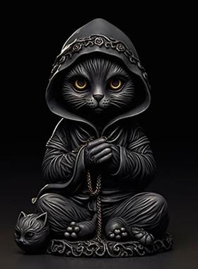 家跨摆境桌新款万圣节黑猫树脂工YS0088艺品摆件居装饰万圣节件创