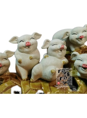 陶瓷工艺品 石湾公仔 猪笼入水 猪 生肖 五福临门