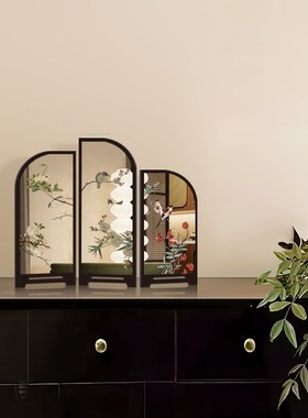 《花鸟图》中古风花鸟屏风桌面装饰摆件客厅创意高级感电视柜摆画