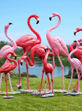 仿真发光火烈鸟雕塑钢落地园林景观婚庆橱装饰道具大