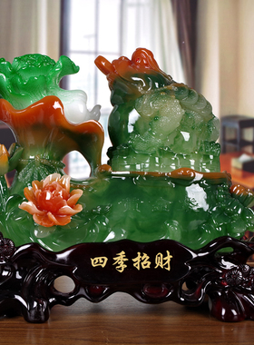 金蟾貔貅招财聚财大号玉白菜工艺品店铺装饰业礼品店送礼