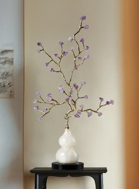 玉葫芦摆件客厅别墅入户玄关桌面水晶装饰品电视柜壁龛工艺品摆设