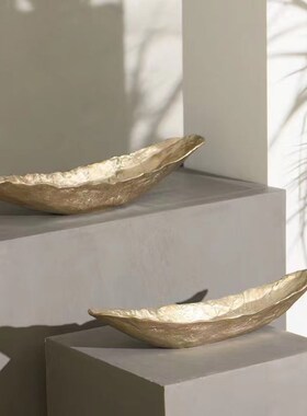 铝制长条船型大果盘盘现代样板间盆器客厅玄关装饰