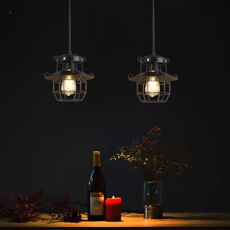 L复古工业风酒吧铁艺吊灯咖啡厅创意吧台防爆笼子装饰灯饰,淘宝优惠券,粉丝福利购,淘宝优惠卷