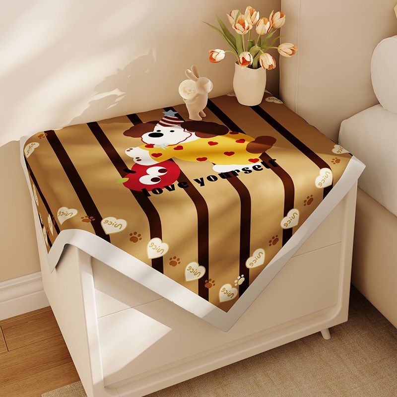 卡通in小狗卧室床头柜防尘盖布防水梳妆台长方形棉麻盖巾定制,淘宝优惠券,粉丝福利购,淘宝优惠卷