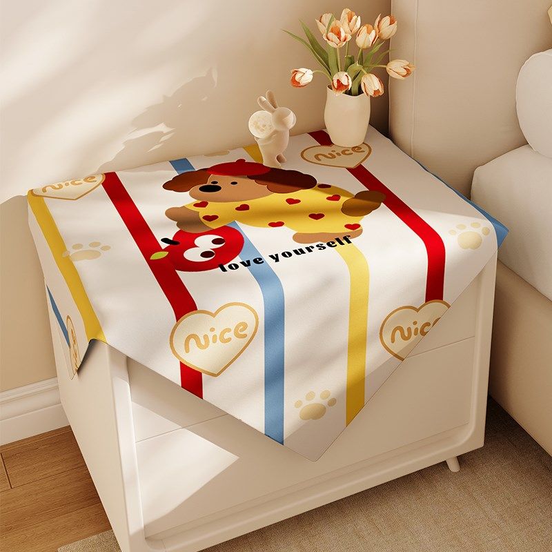 卡通in小狗卧室床头柜防尘盖布防水梳妆台长方形棉麻盖巾定制,淘宝优惠券,粉丝福利购,淘宝优惠卷