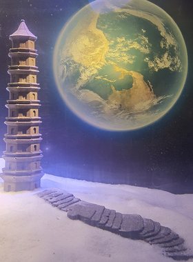 冬官手作 鱼缸造景树脂水泥古建筑布景佛塔古塔建筑物