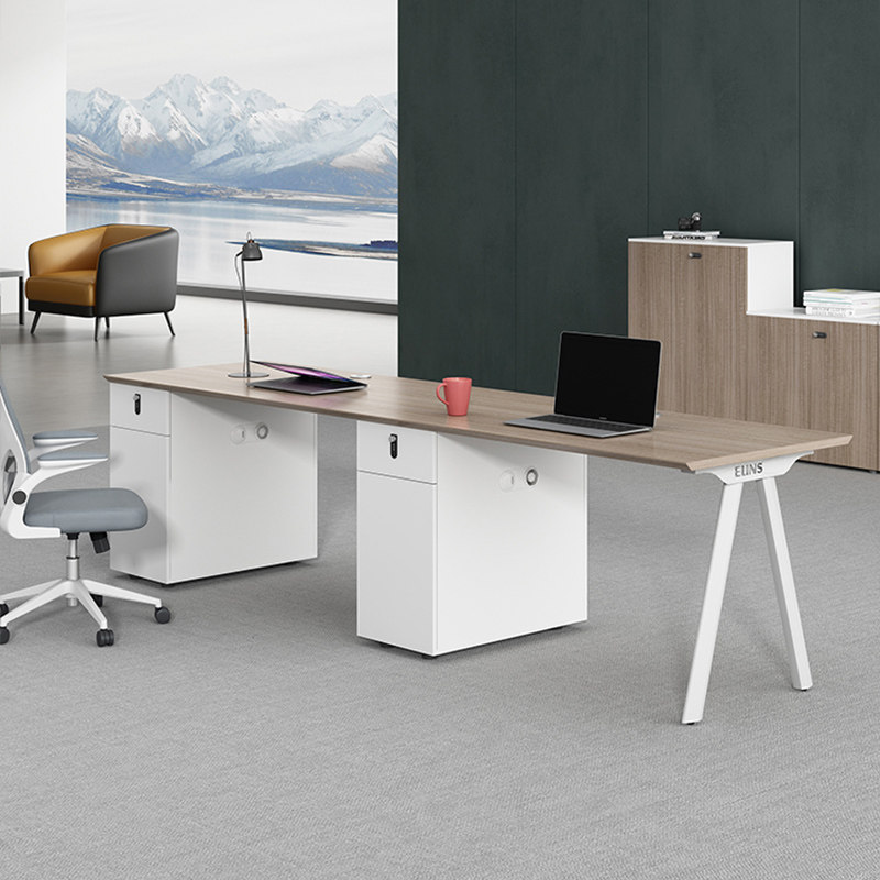 斜边办公桌椅现代卡座2四六人职员桌办公室屏风工位 - 图3