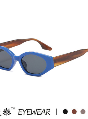 新款欧美跨境时尚太阳镜欧美个性拼色小框猫眼墨镜女sunglasses