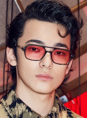 双梁镂空太阳镜2023新款陈立农宋妍霏同款复古网红凹造型方框墨镜