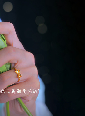 抖音热推清新甜美高级感蝴蝶结女戒 学生时尚可爱蝴蝶结活口戒指