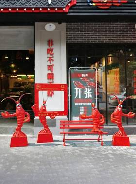 模拟发光小龙虾玻璃纤维模型雕塑烧烤店签到餐厅大排档标志挂件装