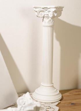 欧式罗马柱天使摆件烛台展示台造景软装家居客厅装饰拍摄道具摆台
