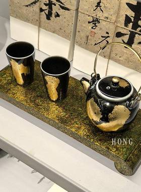 新中式样板间书房茶室茶桌摆件茶具售楼处会所陈列展柜瓶器装饰品