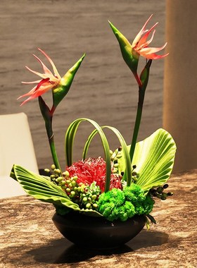 酒店餐桌花转盘摆花仿真花圆形圆桌餐厅桌面中间假花别墅高档装饰