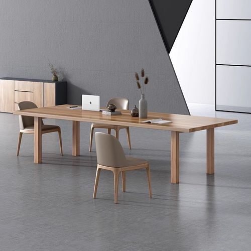 全实木会议桌办公桌大长桌椅长条桌工作台电脑桌洽谈桌 - 图0