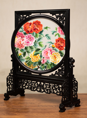 古风刺绣中式客厅装饰品台屏苏州绣美手工艺摆台中式商务礼品