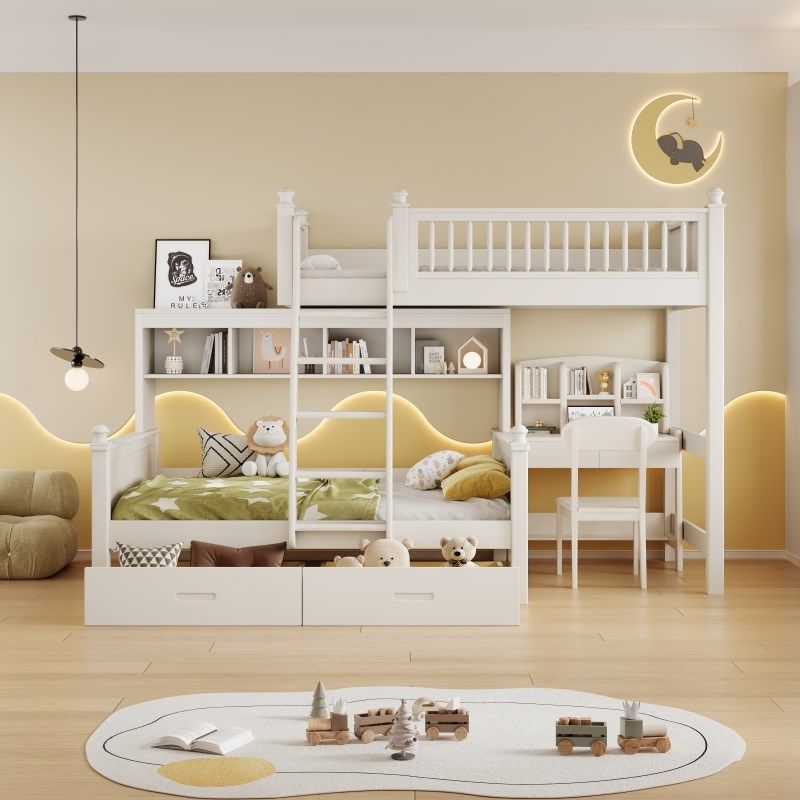 交错式上下床儿童错位型全实木上床下桌互打扰上下铺低床,淘宝优惠券,粉丝福利购,淘宝优惠卷