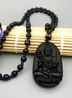 黑曜石守护神佛牌本命佛八大守护神吊坠项链十二生肖仿黑曜石