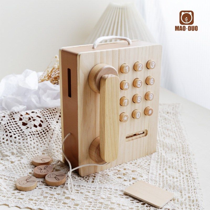 儿童仿真电话机座机木质宝宝益智早教岁in百岁岁拍照道具,淘宝优惠券,粉丝福利购,淘宝优惠卷