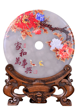 铁圈礼业玉石平安扣新家新居客厅装饰品家居新房乔迁礼品送礼