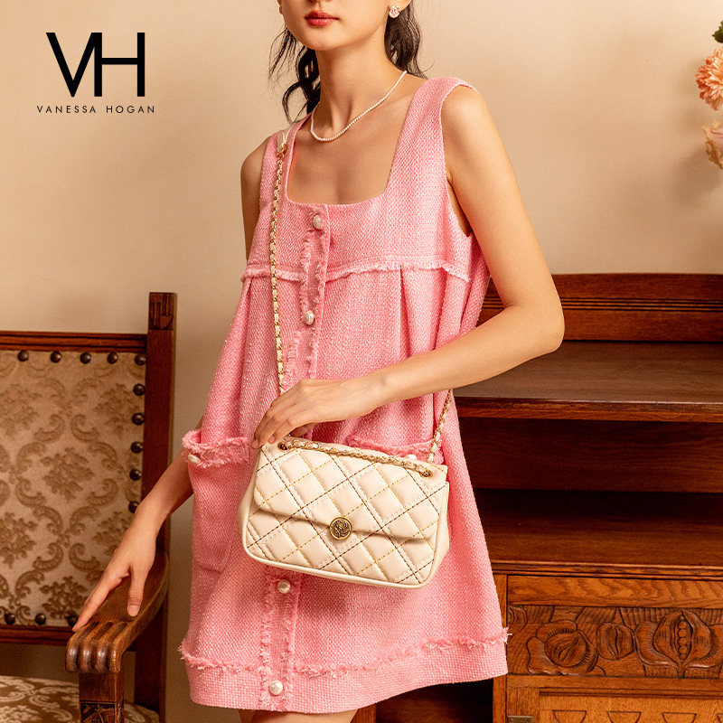 VH女包彩虹软包菱格小方包链条斜挎小包包