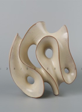 空合现代抽象曲线白色陶瓷雕塑 样板房售楼处酒店艺术摆件