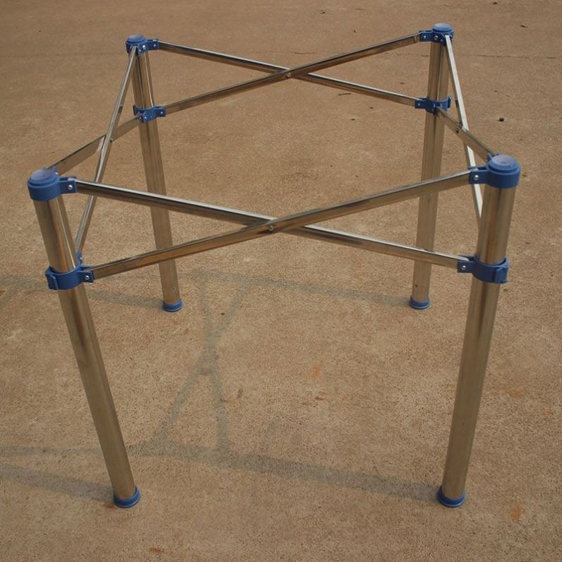 不锈钢圆桌桌架 折叠桌架圆台面脚架餐桌脚 玻璃桌架 可调支架 - 图2