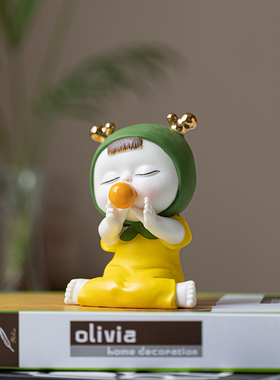 创意吹泡泡陶瓷爱小女孩家居卧室办公装饰物工艺品