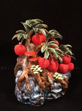 办公室乔迁客厅电视柜玄关荔枝饰品摆件送礼湾家居居石陶瓷新公仔