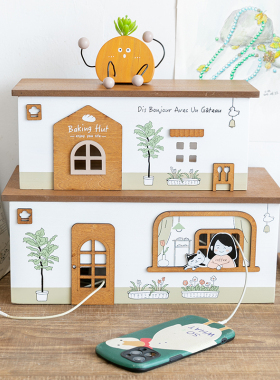 阿楹 日式轻奢高档电脑书桌电视柜摆件遮挡插座S收纳盒办公室装饰