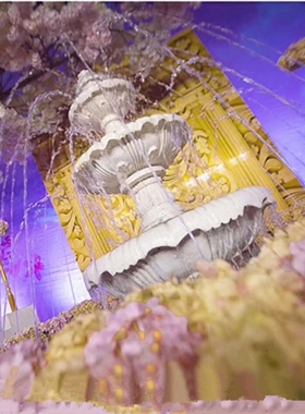 新款落地多层流h水喷泉喷水池婚礼背景舞台布置迎宾区装饰摆件道