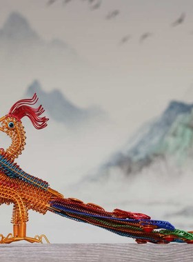 七彩凤玄关酒柜凰手工艺品铝线手编单车景点货源热卖人气爆款