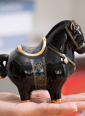 陶瓷马到成功黑马小号升迁招财励志玄关书房办公室桌面装饰品